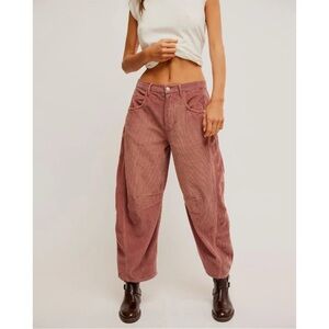 NWT Free People Good Luck Mid Rise Cord Barrel Jeans